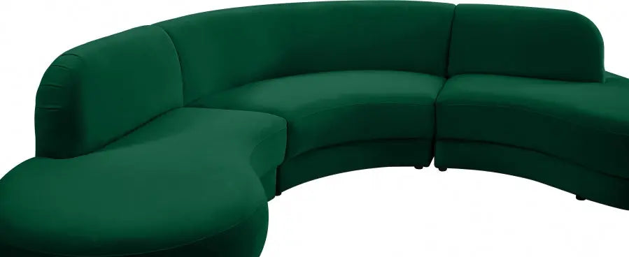 Rosa Velvet 3 Piece Sectional In Green - ATL FURNITURE