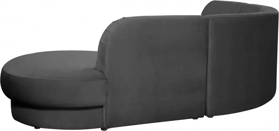 Rosa Velvet 3 Piece Sectional In Grey - ATL FURNITURE