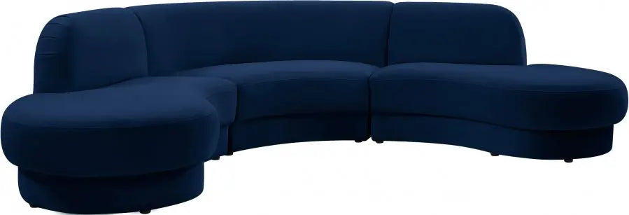 Rosa Velvet 3 Piece Sectional In Navy - ATL FURNITURE