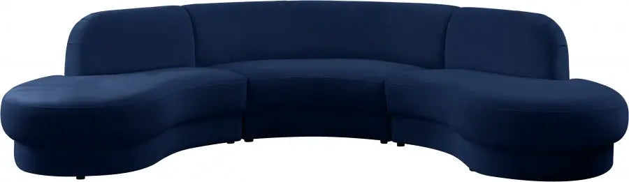 Rosa Velvet 3 Piece Sectional In Navy - ATL FURNITURE