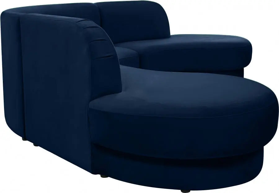 Rosa Velvet 3 Piece Sectional In Navy - ATL FURNITURE