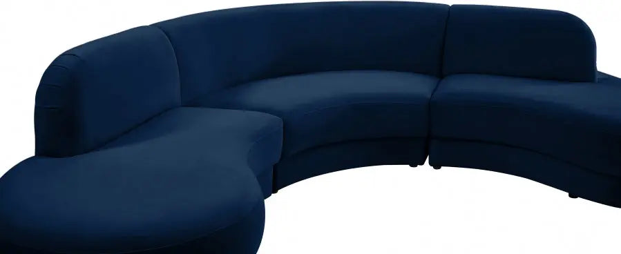 Rosa Velvet 3 Piece Sectional In Navy - ATL FURNITURE