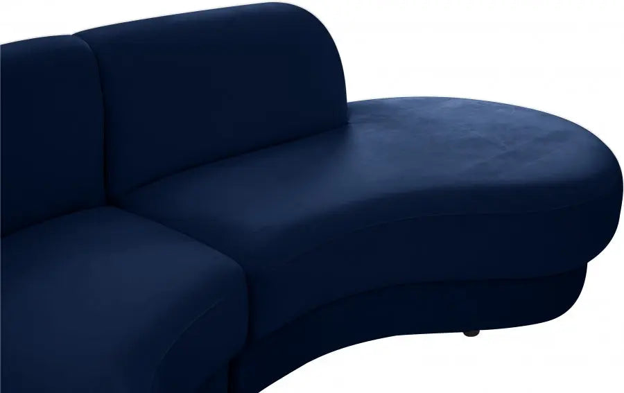 Rosa Velvet 3 Piece Sectional In Navy - ATL FURNITURE