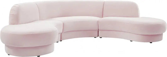 Rosa Velvet 3 Piece Sectional In Pink - ATL FURNITURE