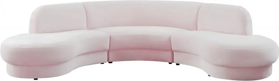 Rosa Velvet 3 Piece Sectional In Pink - ATL FURNITURE