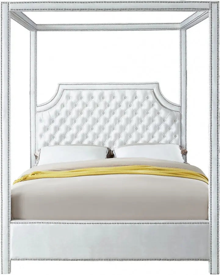 Meridian Furniture - Rowan Velvet Queen Bed In White - Rowanwhite-Q - ATL FURNITURE