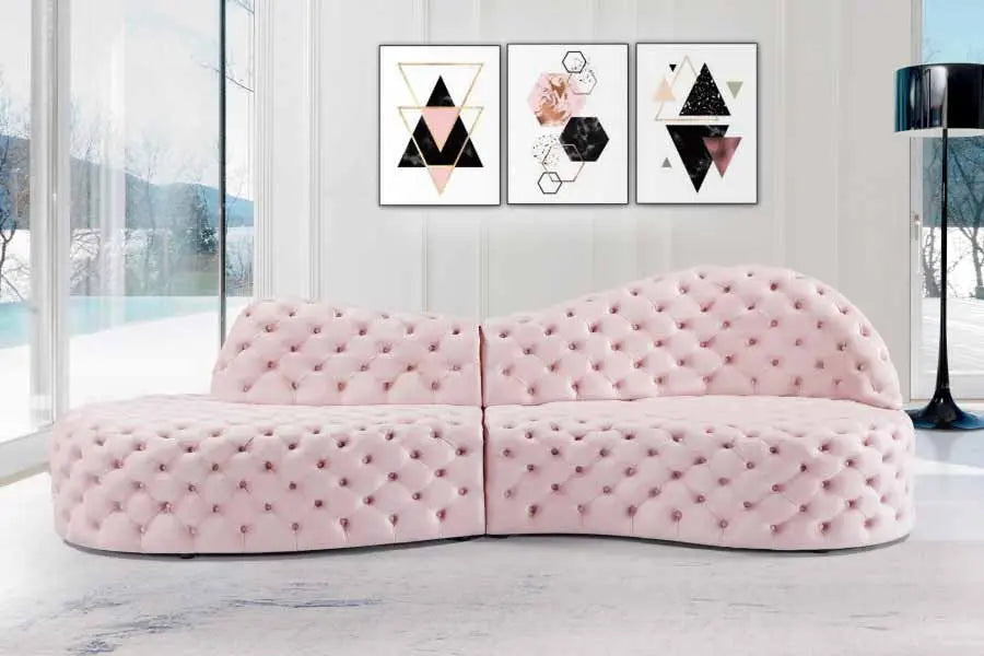 Royal 2 Piece Sectional In Pink - ATL FURNITURE