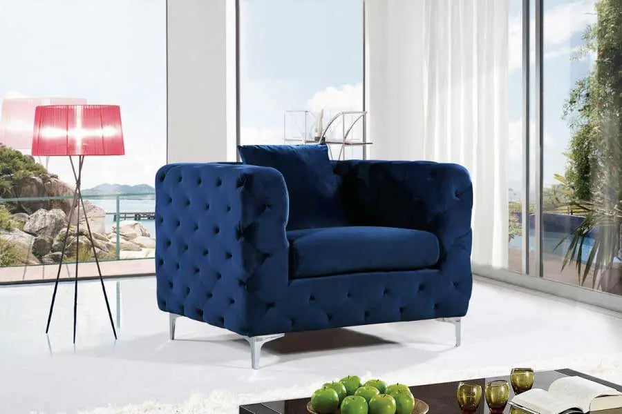 Meridian Furniture - Scarlett Velvet Chair In Navy - 663Navy-C - ATL FURNITURE