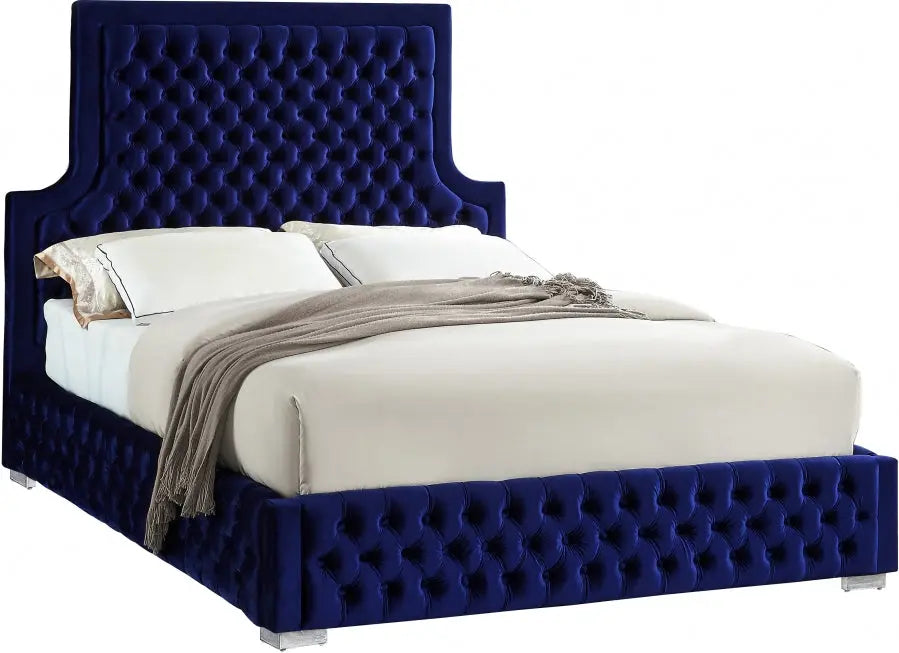 Sedona Velvet King Bed In Navy - Sedonanavy-K - ATL FURNITURE