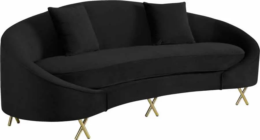 Meridian Furniture - Serpentine 3 Piece Living Room Set In Black - 679Black-S-3Set - ATL FURNITURE