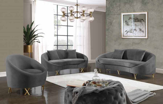 Meridian Furniture - Serpentine 3 Piece Living Room Set In Grey - 679Grey-S-3Set - ATL FURNITURE