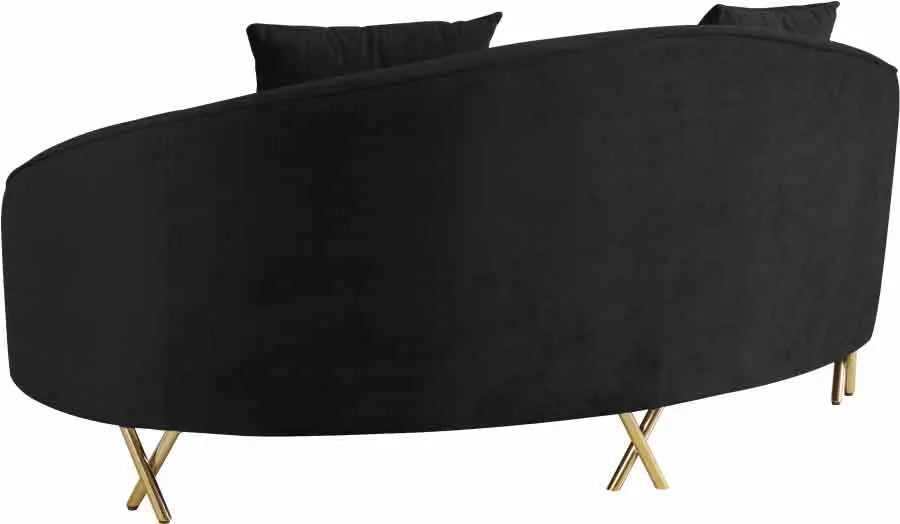 Meridian Furniture - Serpentine Velvet Loveseat In Black - 679Black-L - ATL FURNITURE