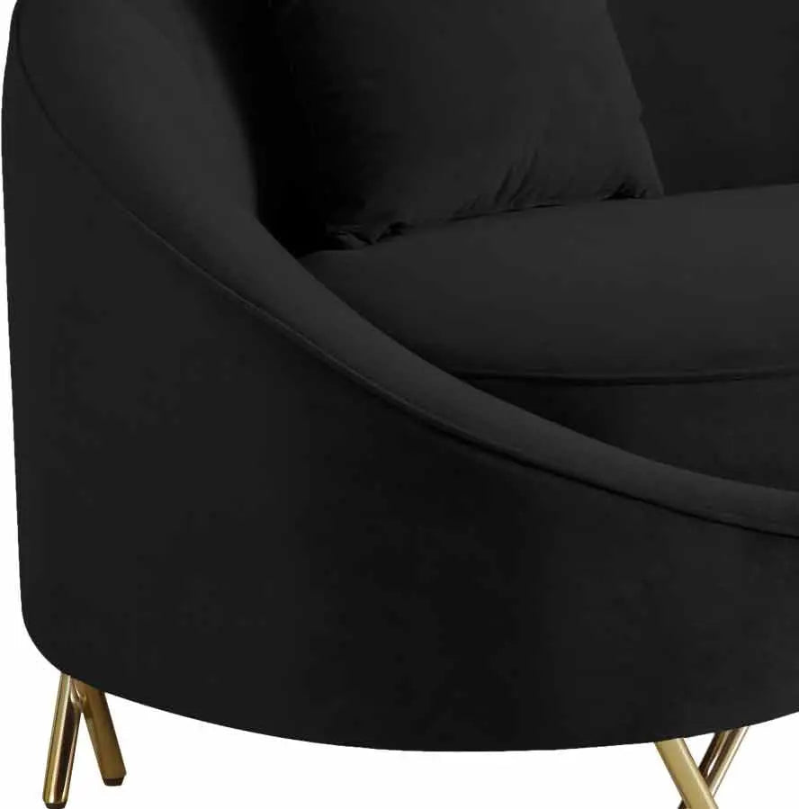 Meridian Furniture - Serpentine Velvet Loveseat In Black - 679Black-L - ATL FURNITURE