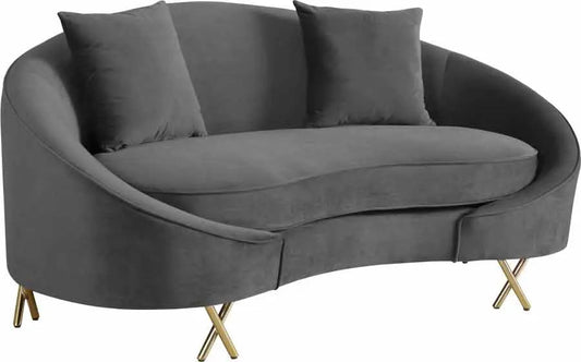 Meridian Furniture - Serpentine Velvet Loveseat In Grey - 679Grey-L - ATL FURNITURE