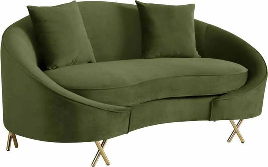 Meridian Furniture - Serpentine Velvet Loveseat In Olive - 679Olive-L - ATL FURNITURE