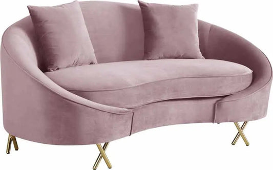 Meridian Furniture - Serpentine Velvet Loveseat In Pink - 679Pink-L - ATL FURNITURE