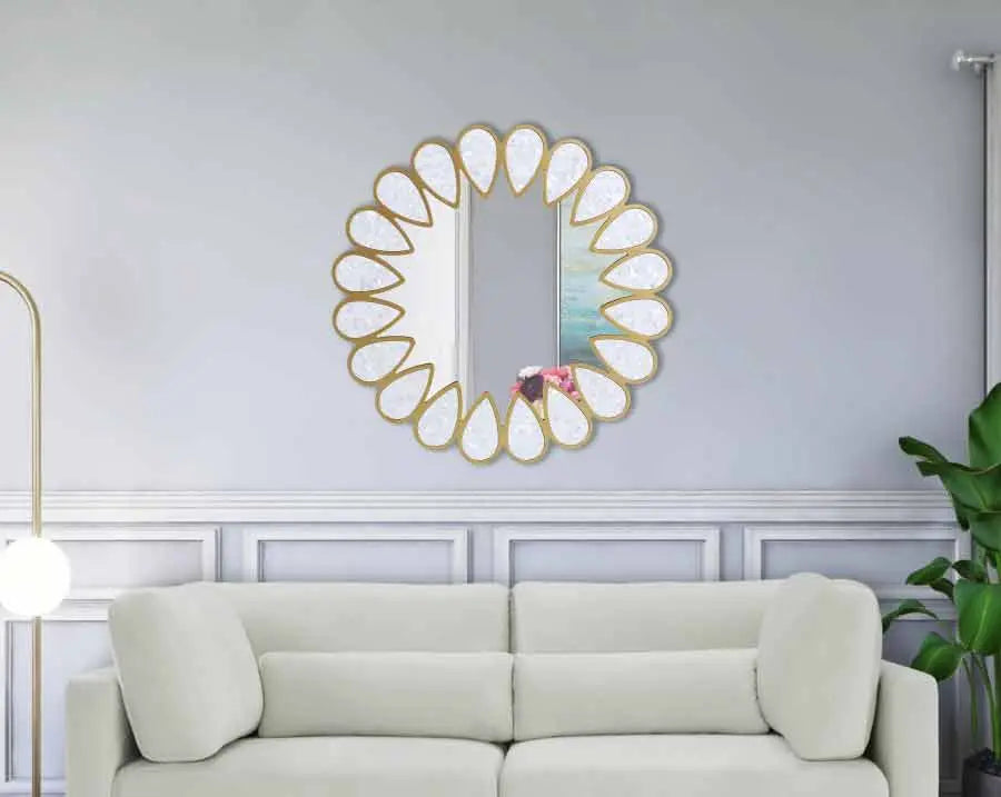 Meridian Furniture - Shell Mirror In Gold - 444-M - ATL FURNITURE