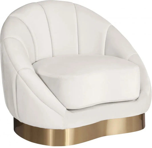 Meridian Furniture - Shelly Velvet Chair In Cream - 623Cream-C - ATL FURNITURE