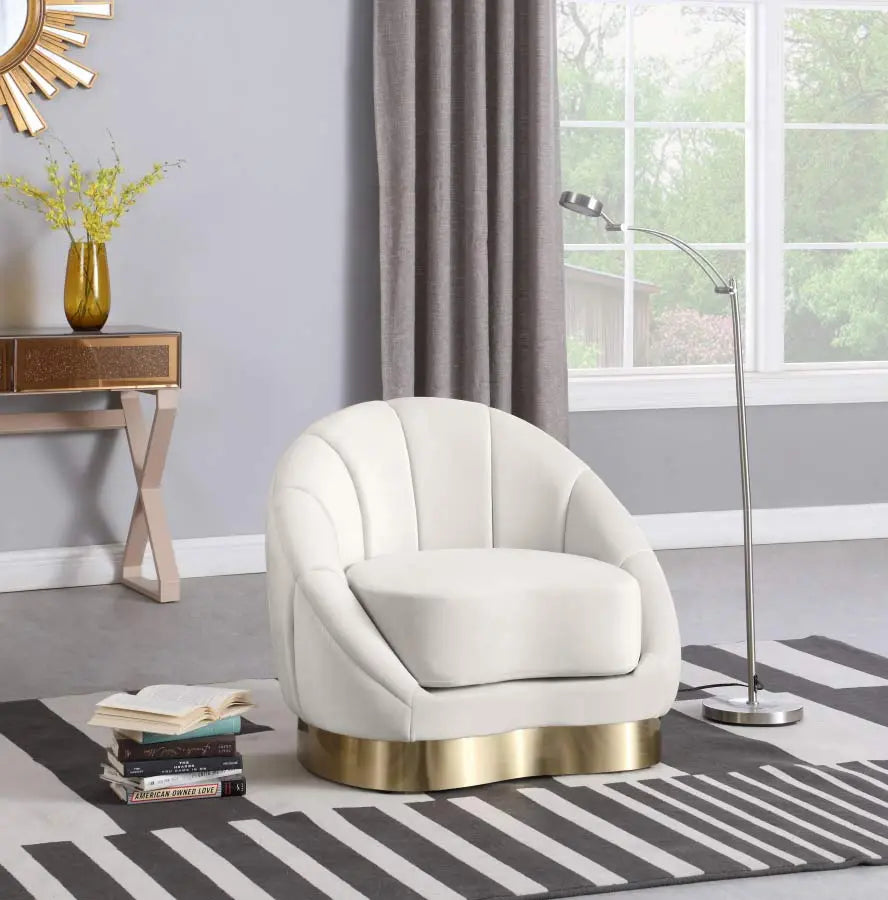 Meridian Furniture - Shelly Velvet Chair In Cream - 623Cream-C - ATL FURNITURE