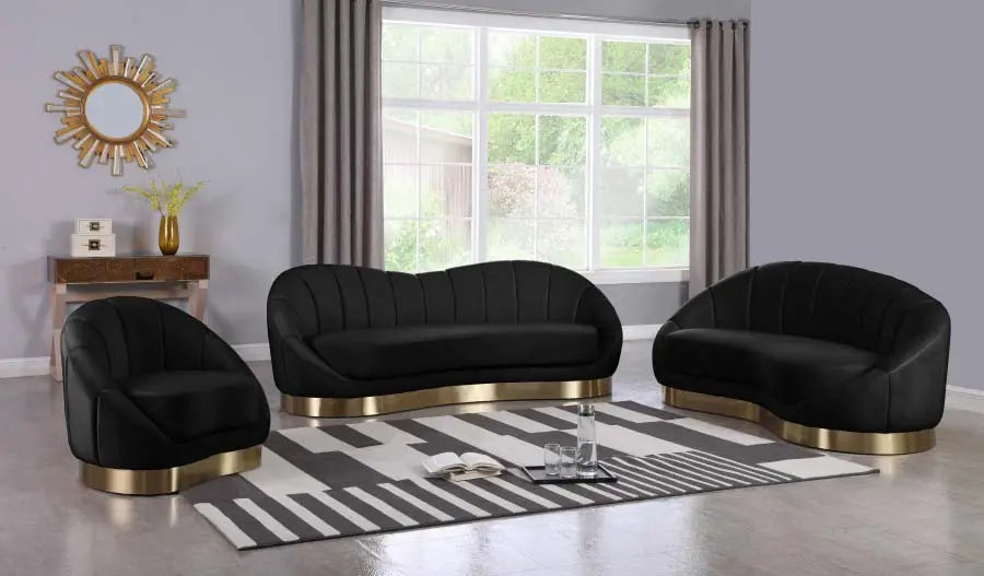 Meridian Furniture - Shelly Velvet Chaise In Black - 623Black-Chaise - ATL FURNITURE