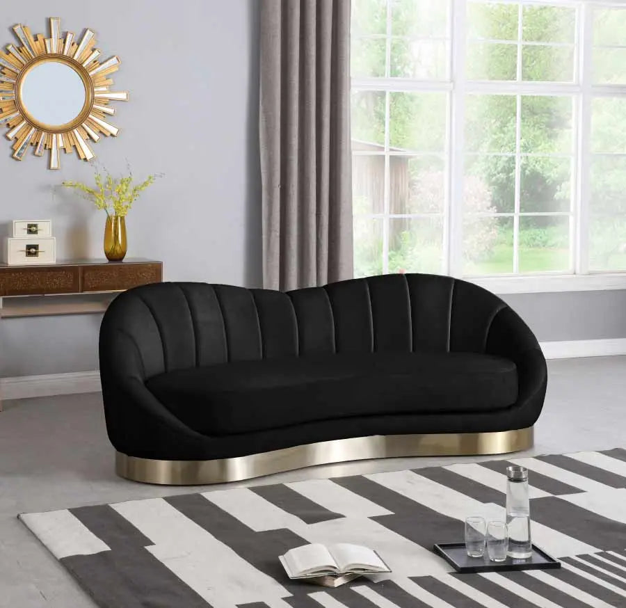 Meridian Furniture - Shelly Velvet Sofa In Black - 623Black-S - ATL FURNITURE