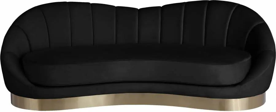 Meridian Furniture - Shelly Velvet Sofa In Black - 623Black-S - ATL FURNITURE