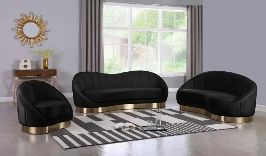 Meridian Furniture - Shelly Velvet Sofa In Black - 623Black-S - ATL FURNITURE