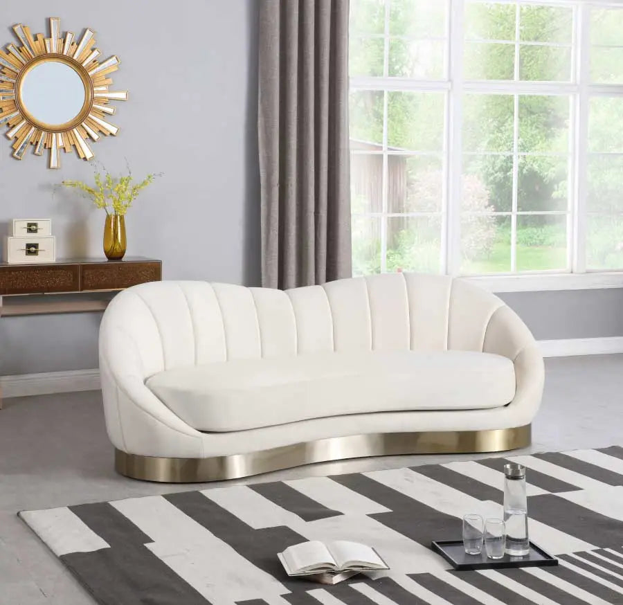 Meridian Furniture - Shelly Velvet Sofa In Cream - 623Cream-S - ATL FURNITURE