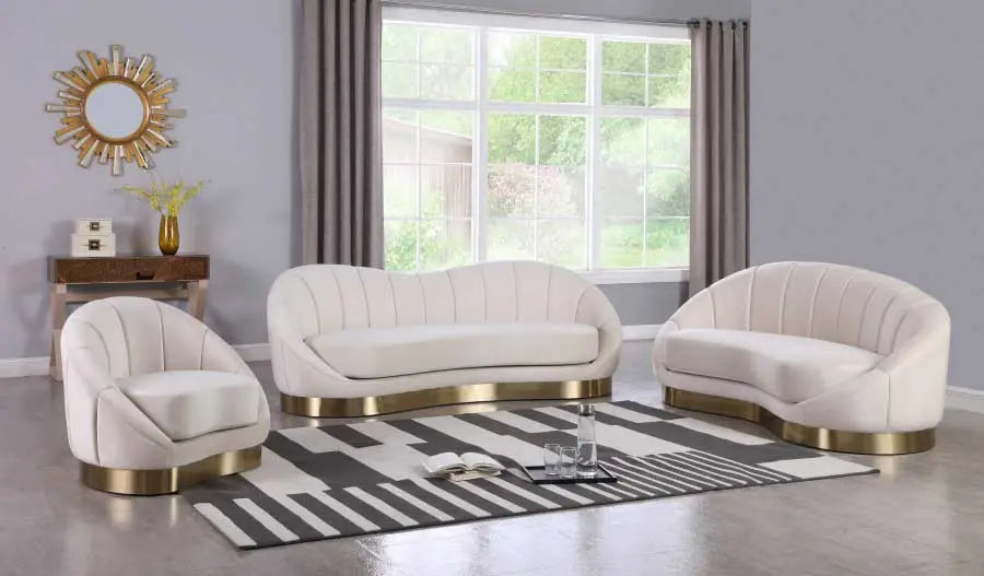 Meridian Furniture - Shelly Velvet Sofa In Cream - 623Cream-S - ATL FURNITURE