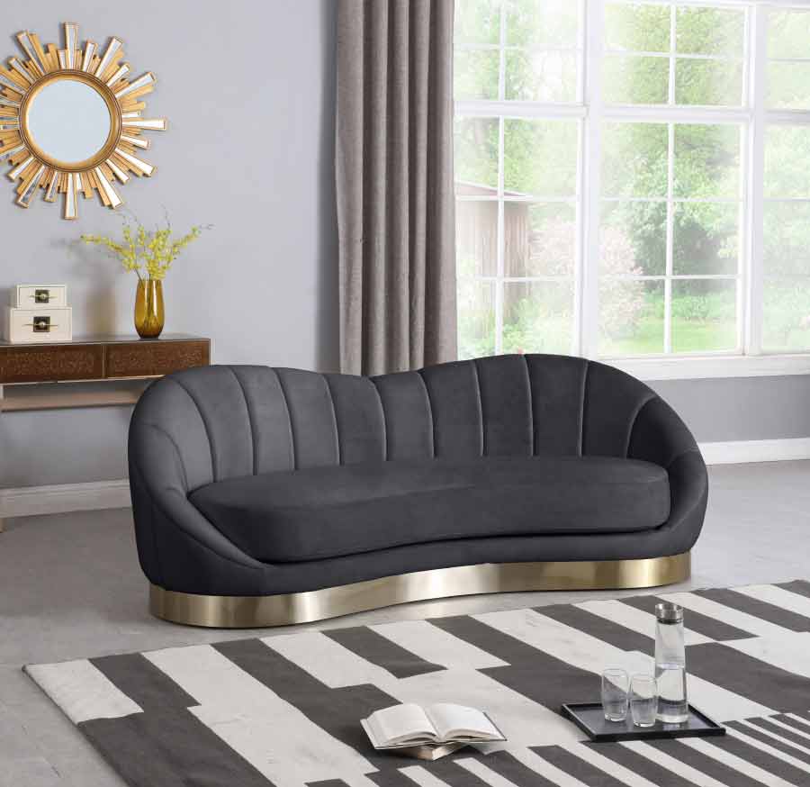 Meridian Furniture - Shelly Velvet Sofa In Grey - 623Grey-S - ATL FURNITURE