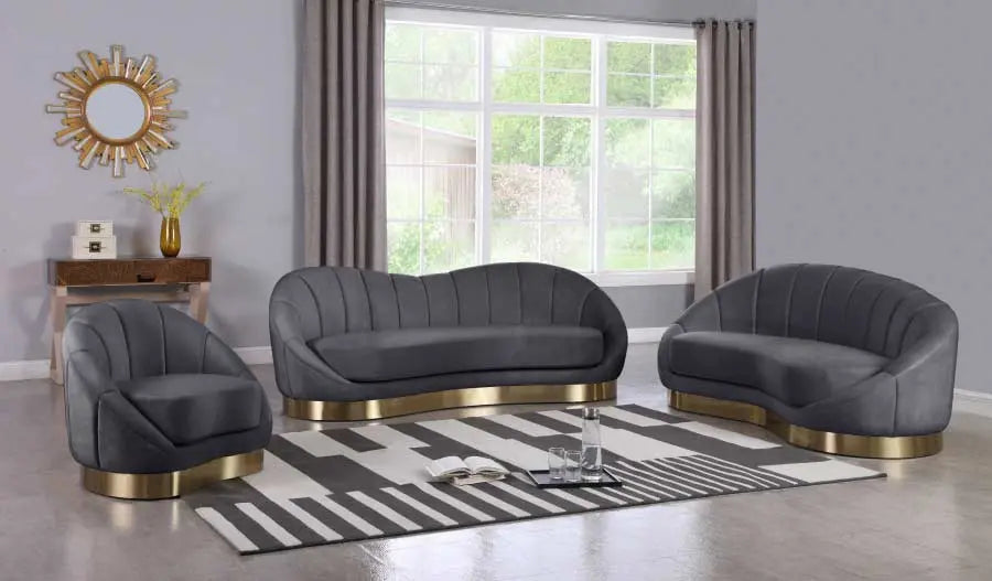 Meridian Furniture - Shelly Velvet Sofa In Grey - 623Grey-S - ATL FURNITURE