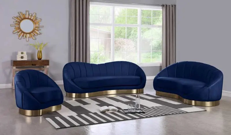 Meridian Furniture - Shelly Velvet Sofa In Navy - 623Navy-S - ATL FURNITURE