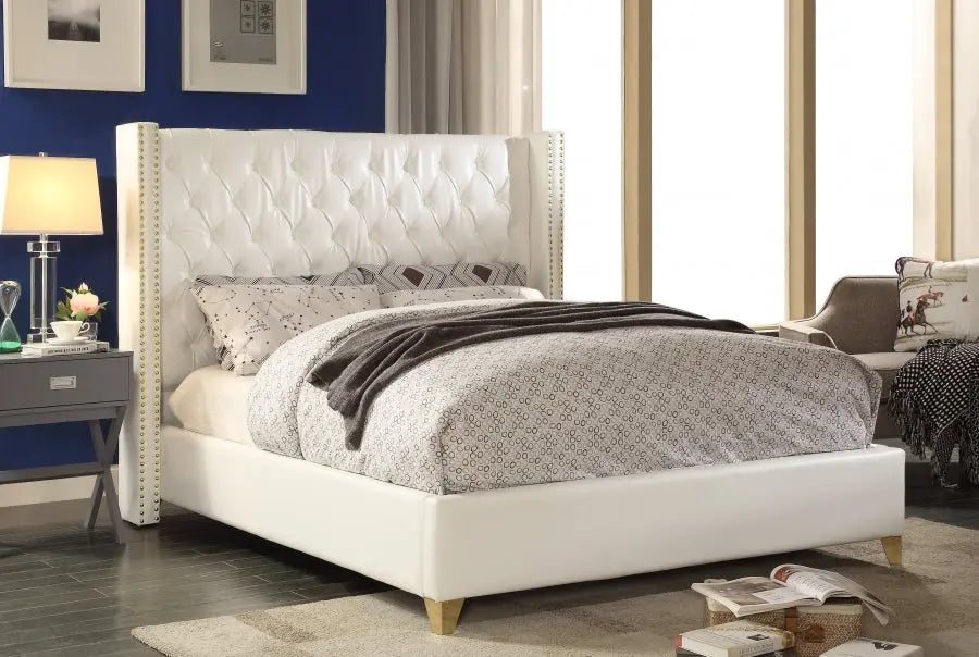 Soho Bonded Leather King Bed In White - Sohowhite-K - ATL FURNITURE