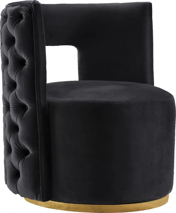 Meridian Furniture - Theo Velvet Accent Chair In Black - 594Black - ATL FURNITURE