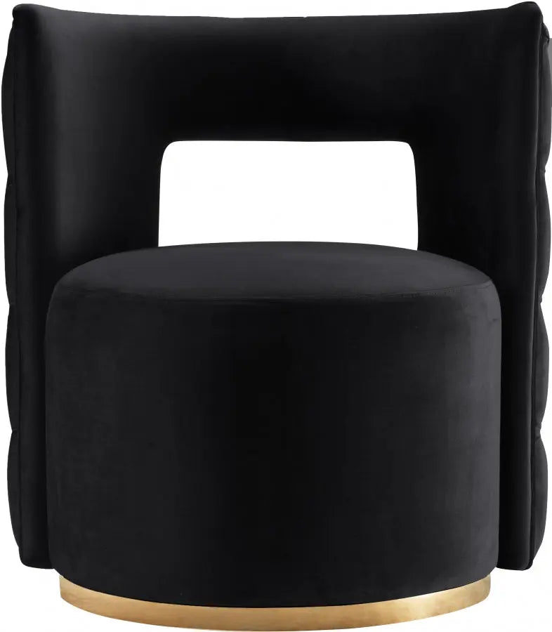 Meridian Furniture - Theo Velvet Accent Chair In Black - 594Black - ATL FURNITURE