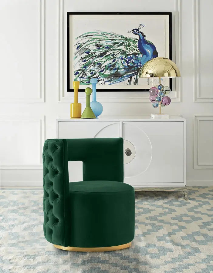 Meridian Furniture - Theo Velvet Accent Chair In Green - 594Green - ATL FURNITURE