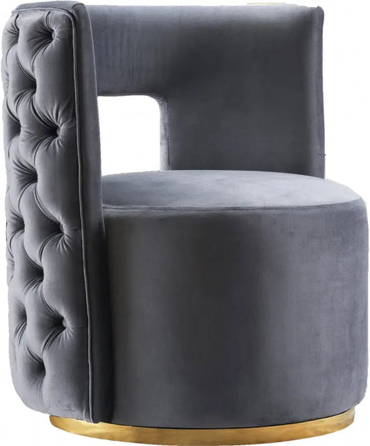 Meridian Furniture - Theo Velvet Accent Chair In Grey - 594Grey - ATL FURNITURE