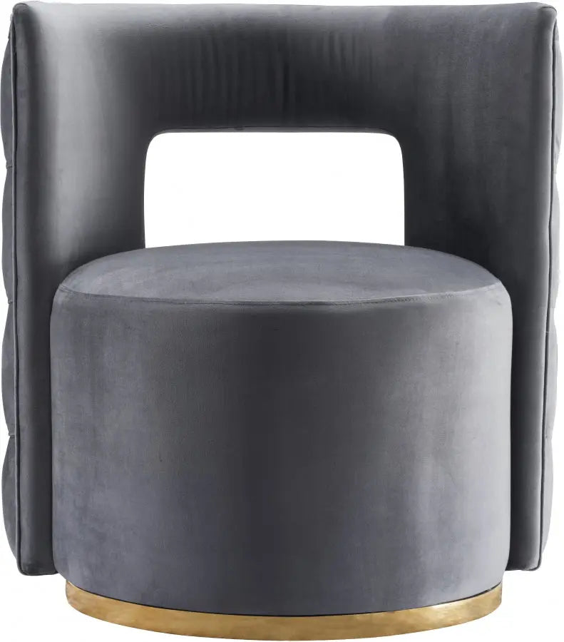 Meridian Furniture - Theo Velvet Accent Chair In Grey - 594Grey - ATL FURNITURE