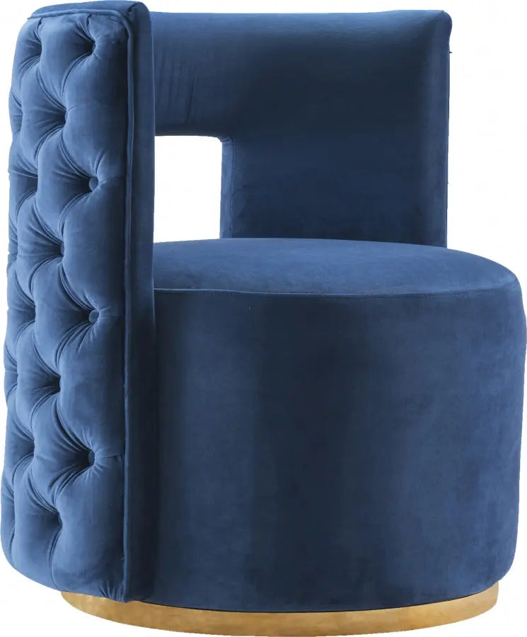 Meridian Furniture - Theo Velvet Accent Chair In Navy - 594Navy - ATL FURNITURE