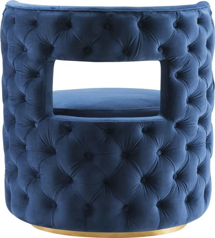 Meridian Furniture - Theo Velvet Accent Chair In Navy - 594Navy - ATL FURNITURE