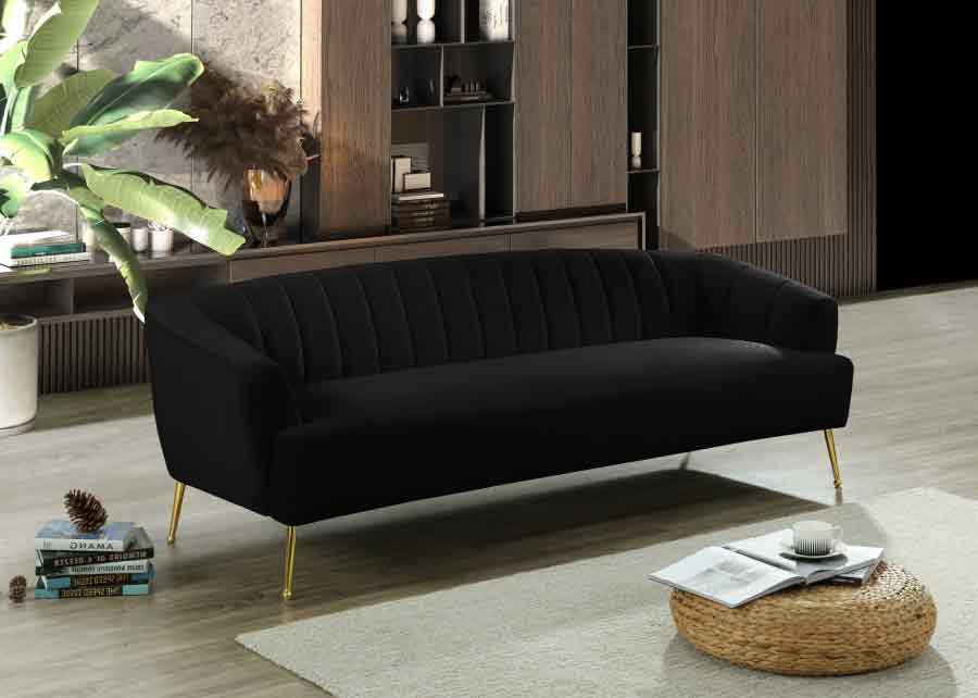 Meridian Furniture - Tori 3 Piece Living Room Set In Black - 657Black-S-3Set - ATL FURNITURE