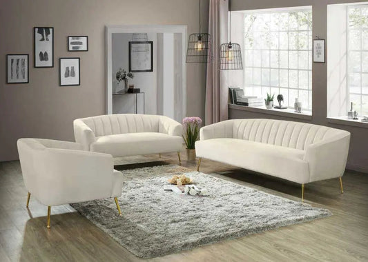 Meridian Furniture - Tori 3 Piece Living Room Set In Cream - 657Cream-S-3Set - ATL FURNITURE