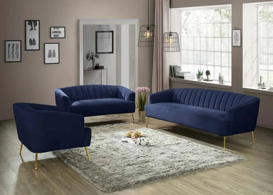 Meridian Furniture - Tori 3 Piece Living Room Set In Navy - 657Navy-S-3Set - ATL FURNITURE