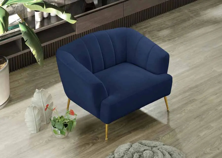 Meridian Furniture - Tori 3 Piece Living Room Set In Navy - 657Navy-S-3Set - ATL FURNITURE