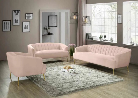 Meridian Furniture - Tori 3 Piece Living Room Set In Pink - 657Pink-S-3Set - ATL FURNITURE