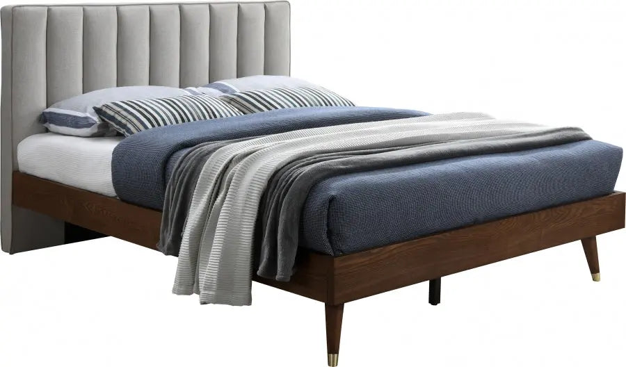 Vance Polyester Linen King Bed In Beige - ATL FURNITURE