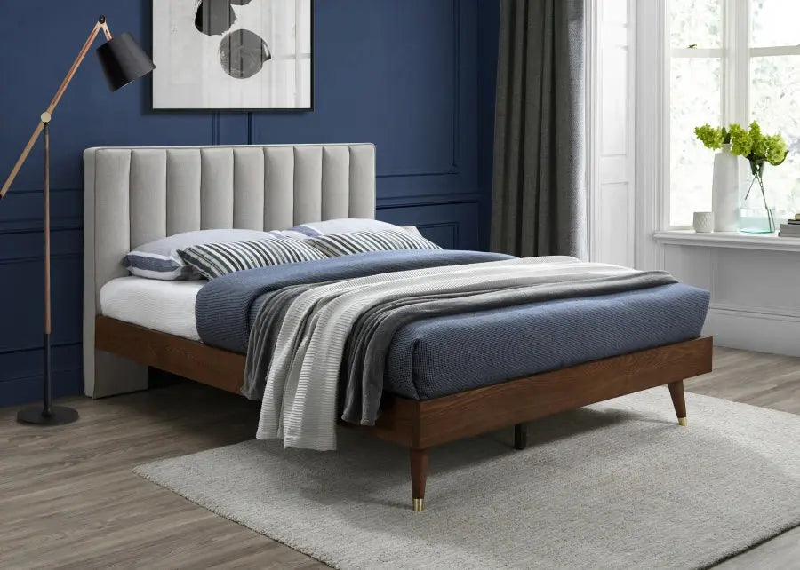 Vance Polyester Linen Queen Bed In Beige - Vancebeige-Q - ATL FURNITURE