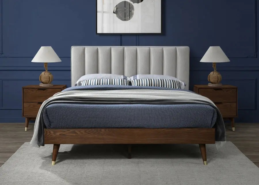 Vance Polyester Linen Queen Bed In Beige - Vancebeige-Q - ATL FURNITURE