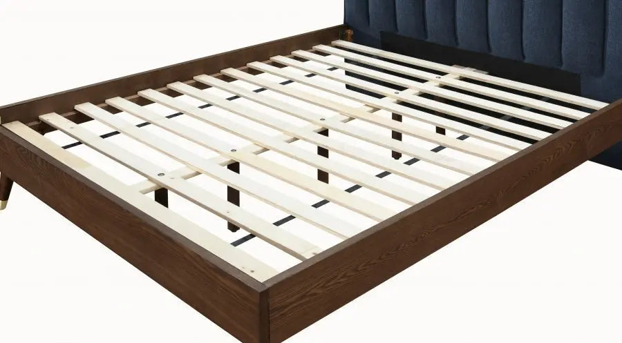 Vance Polyester Linen Queen Bed In Navy - Vancenavy-Q - ATL FURNITURE