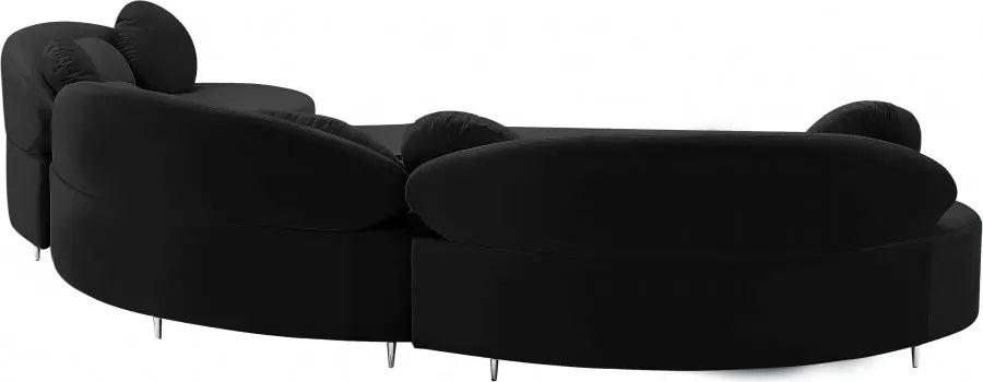 Vivacious Velvet 3 Piece Sectional In Black - ATL FURNITURE